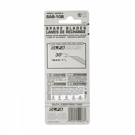 Лезвия OLFA SAB-10B, сталь, 30 градусов, 9mm, 10шт.